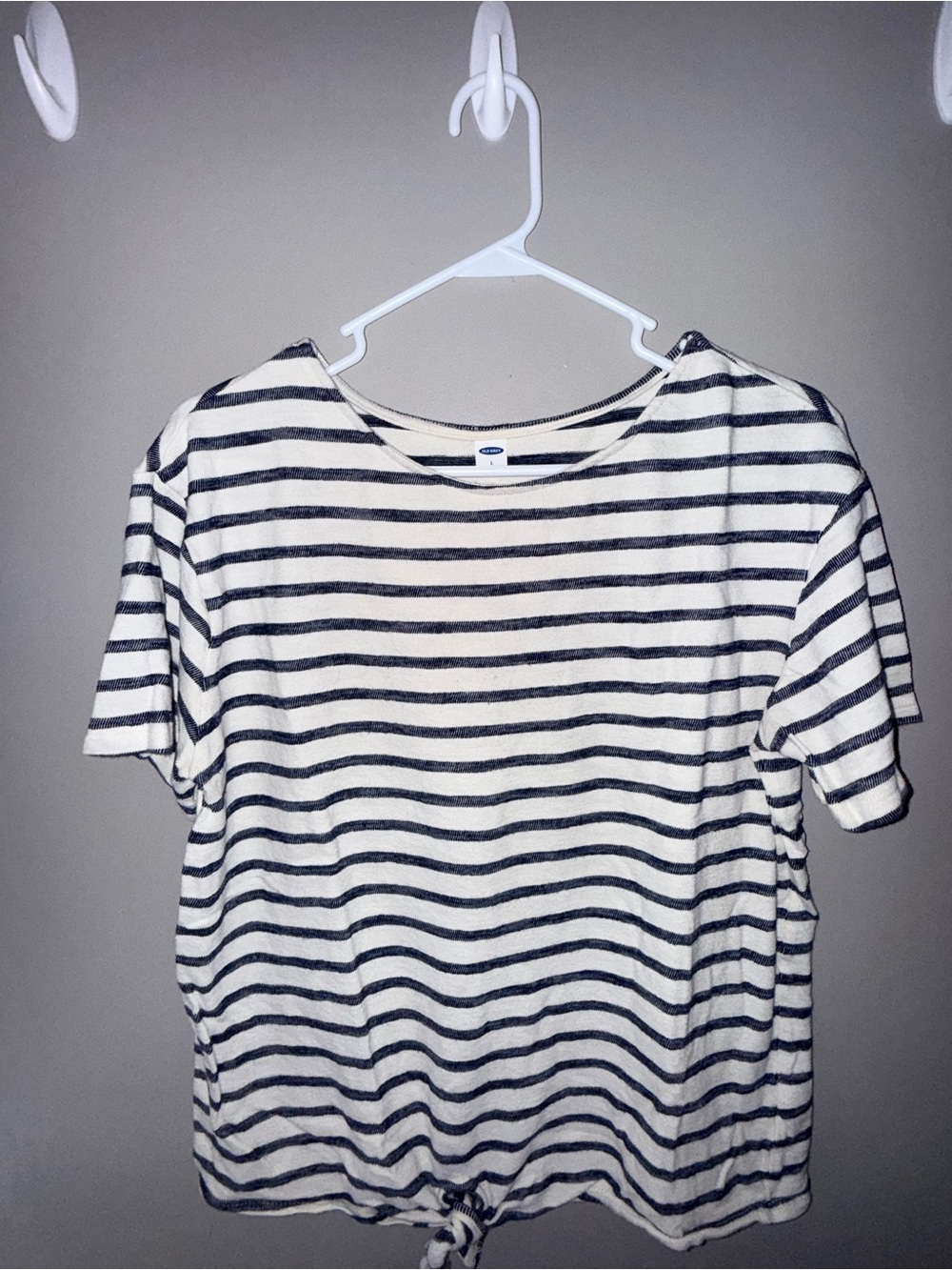 Old Navy Cream Tee with Navy Stripes